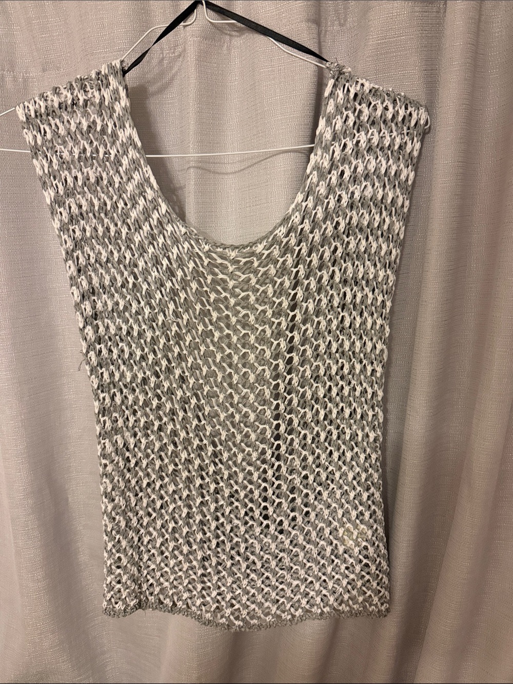 Women’s Open-Knit Sleeveless Dress in Light Gray